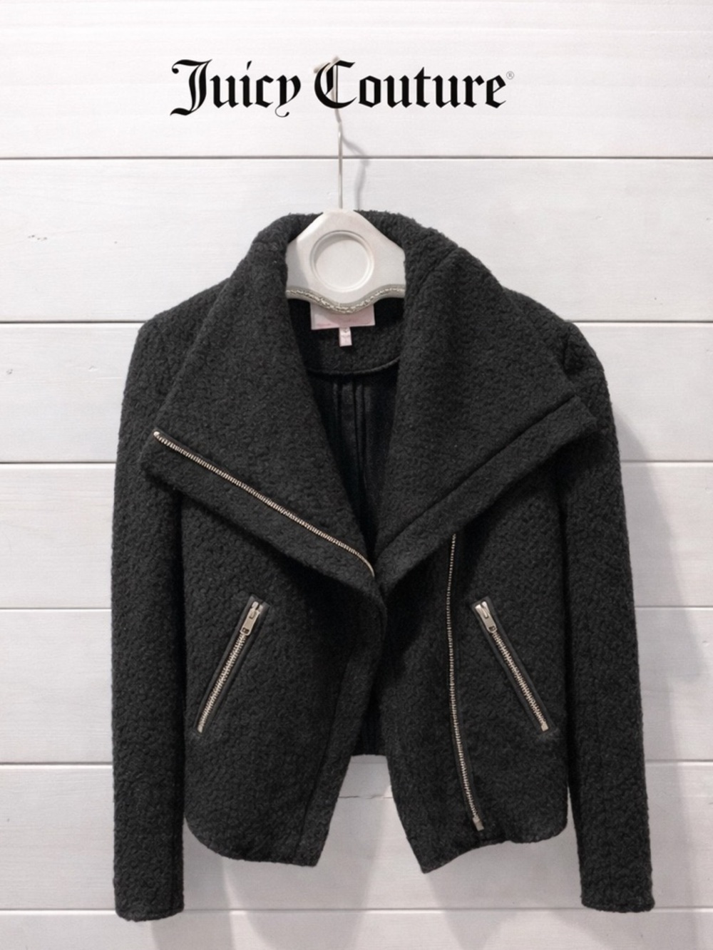 Black wool-blend moto jacket – Juicy Couture – Size S